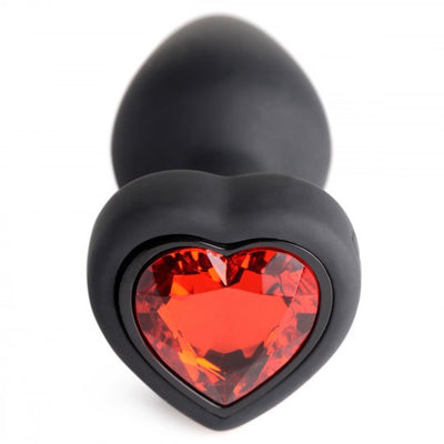 28X Vibrating Silicone Red Heart Anal Plug - Small XR Brands
