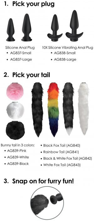 Silicone Anal Plug with 3 Interchangeable Tails Tailz
