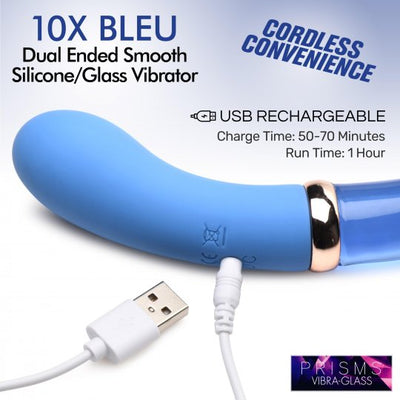 10X Bleu Dual Ended G-Spot Silicone and Glass Vibrator