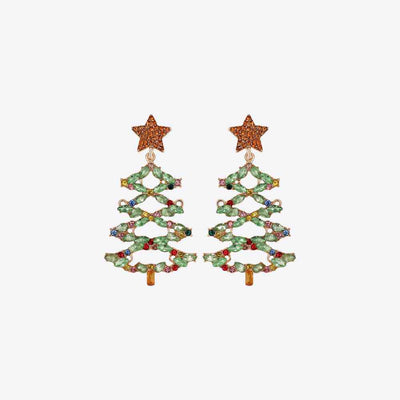 Christmas Tree Rhinestone Alloy Earrings
