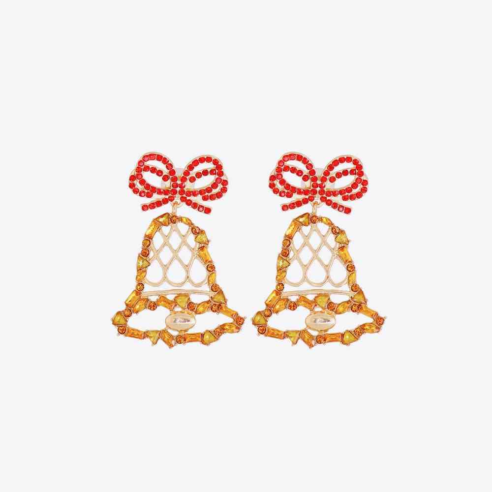 Rhinestone Alloy Christmas Bell Earrings