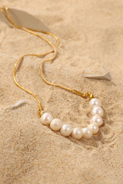 18K Gold-Pleated Freshwater Pearl Necklace