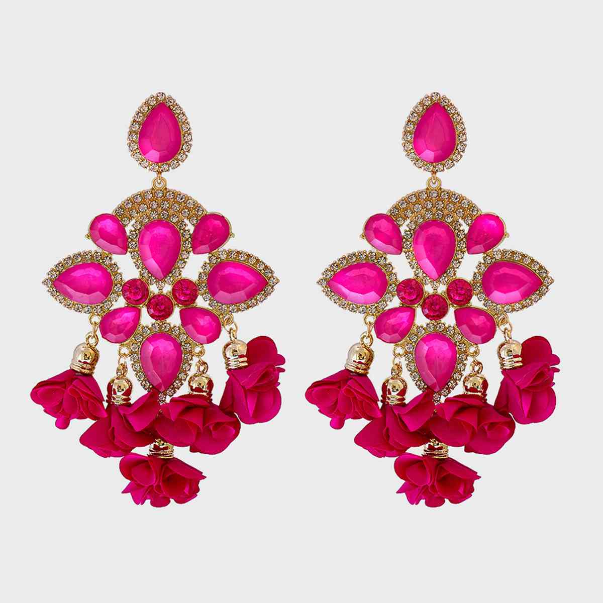 Flower Shape Rhinestone Alloy Dangle Earrings