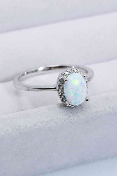 925 Sterling Silver 4-Prong Opal Ring