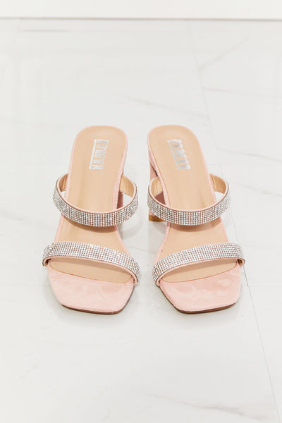 MMShoes Leave A Little Sparkle Rhinestone Block Heel Sandal in Pink