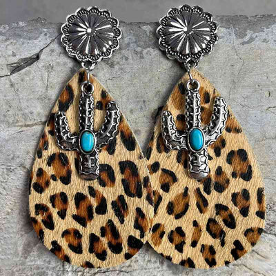 Turquoise Cactus Dangle Earrings