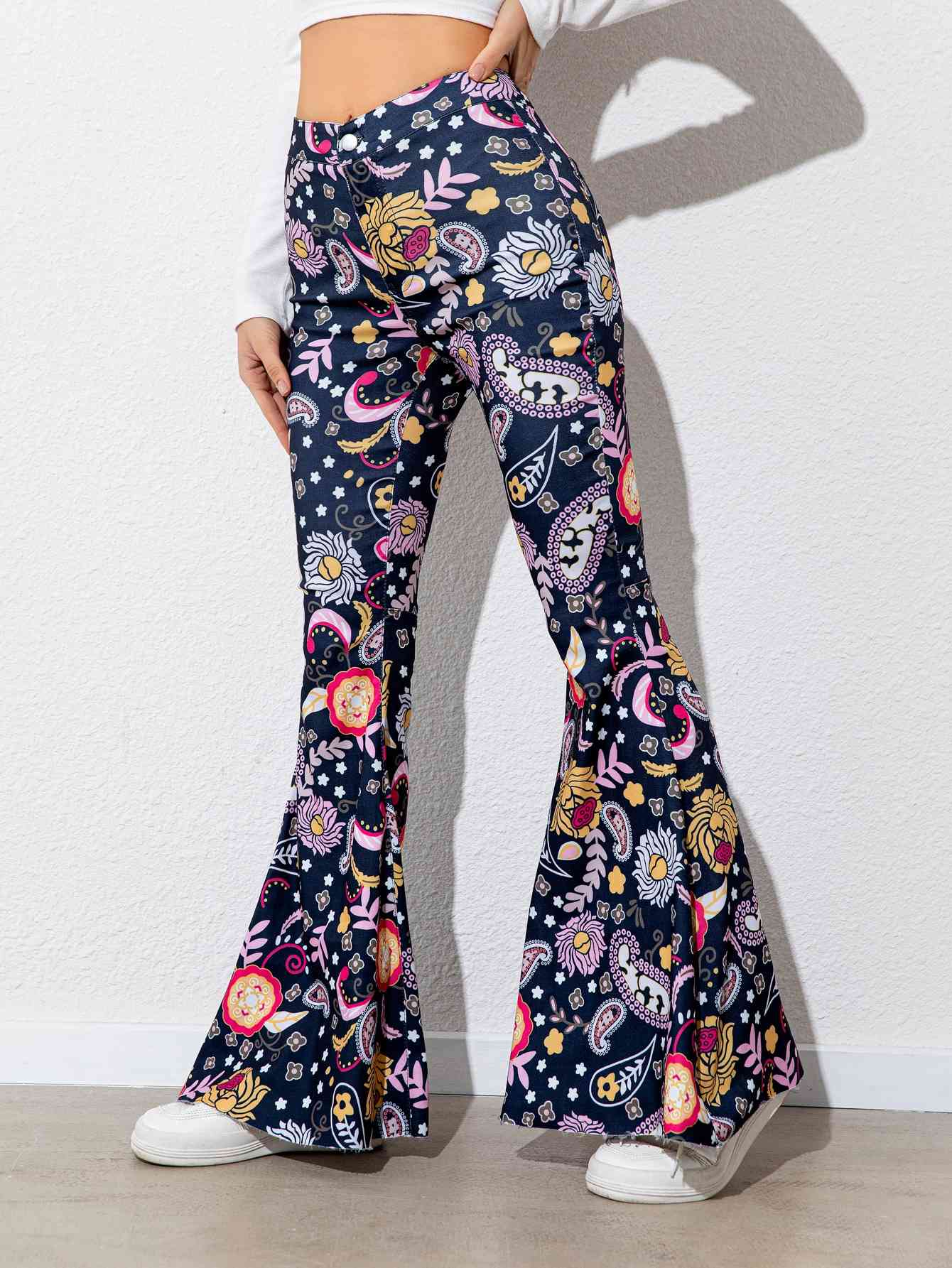 Floral High Waist Flare Leg Pants