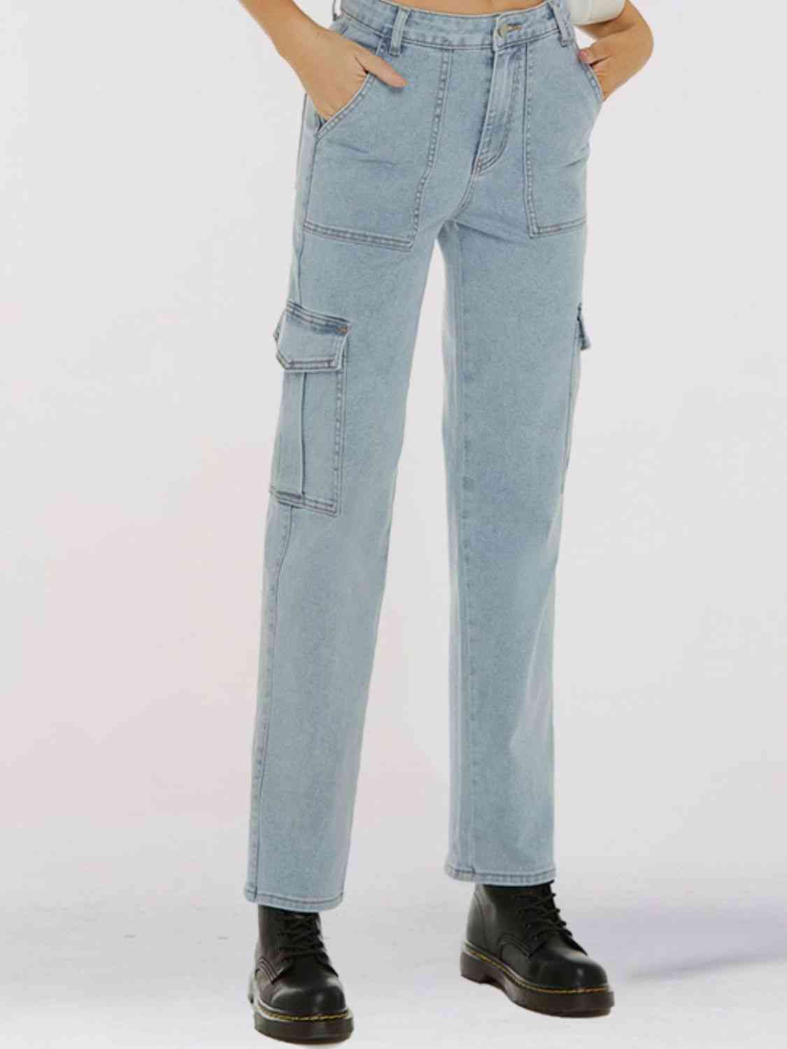 Straight Leg Jeans with Pockets