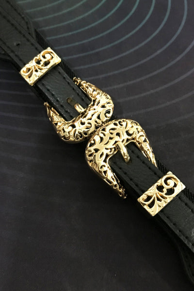 Double Buckle PU Leather Belt