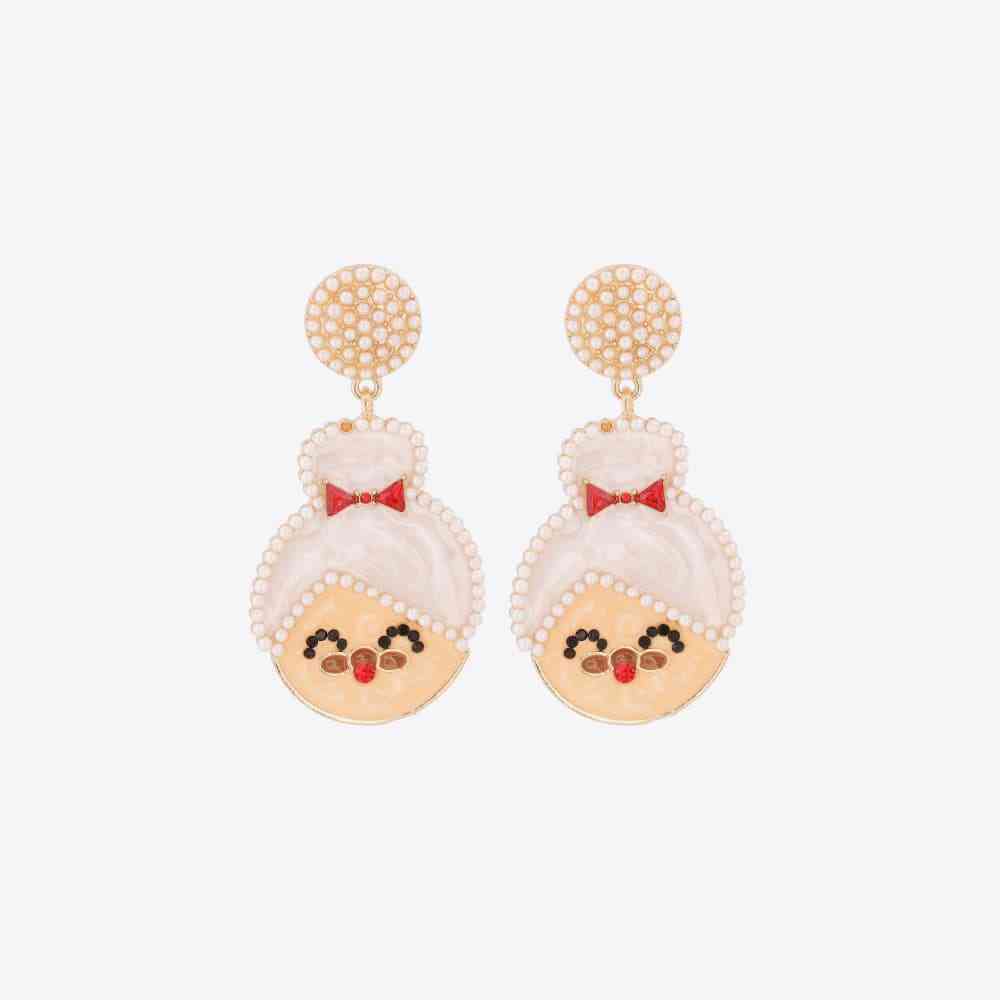 Rhinestone Alloy Mrs. Claus Earrings