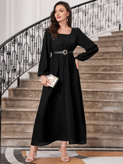 Square Neck Balloon Sleeve Dress