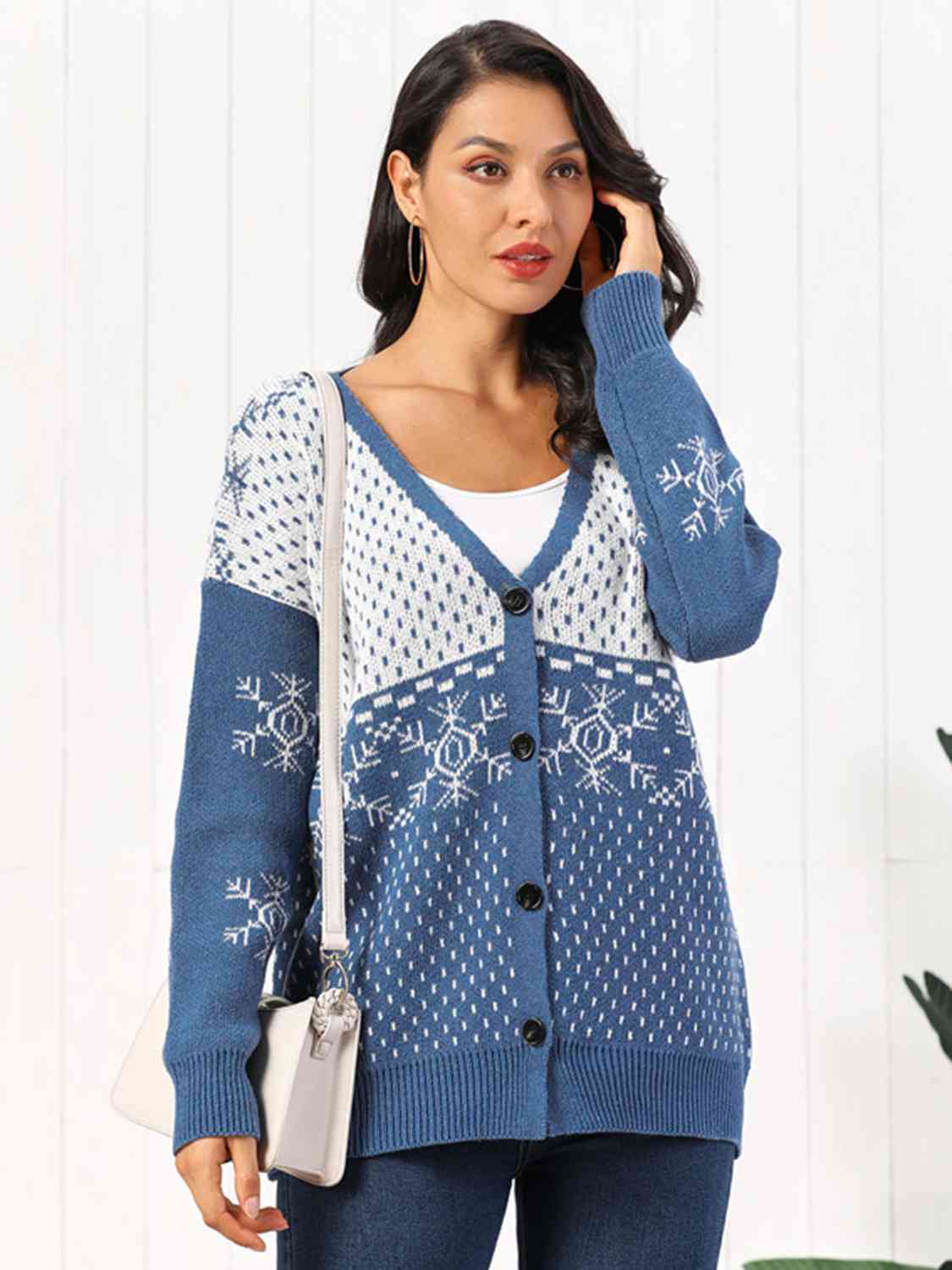 Snowflake Button Down Cardigan