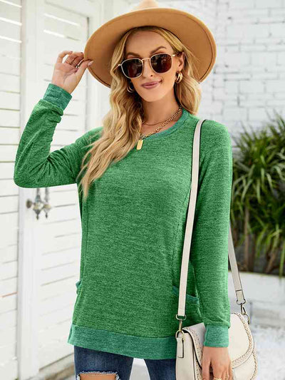 Round Neck Long Sleeve Blouse