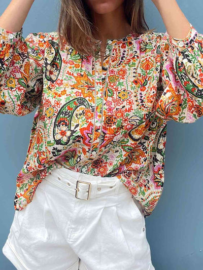 Printed Round Neck Long Sleeve Shirt