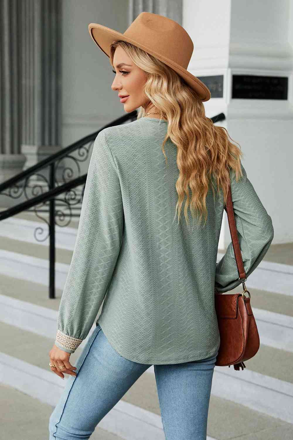 V-Neck Long Sleeve Blouse