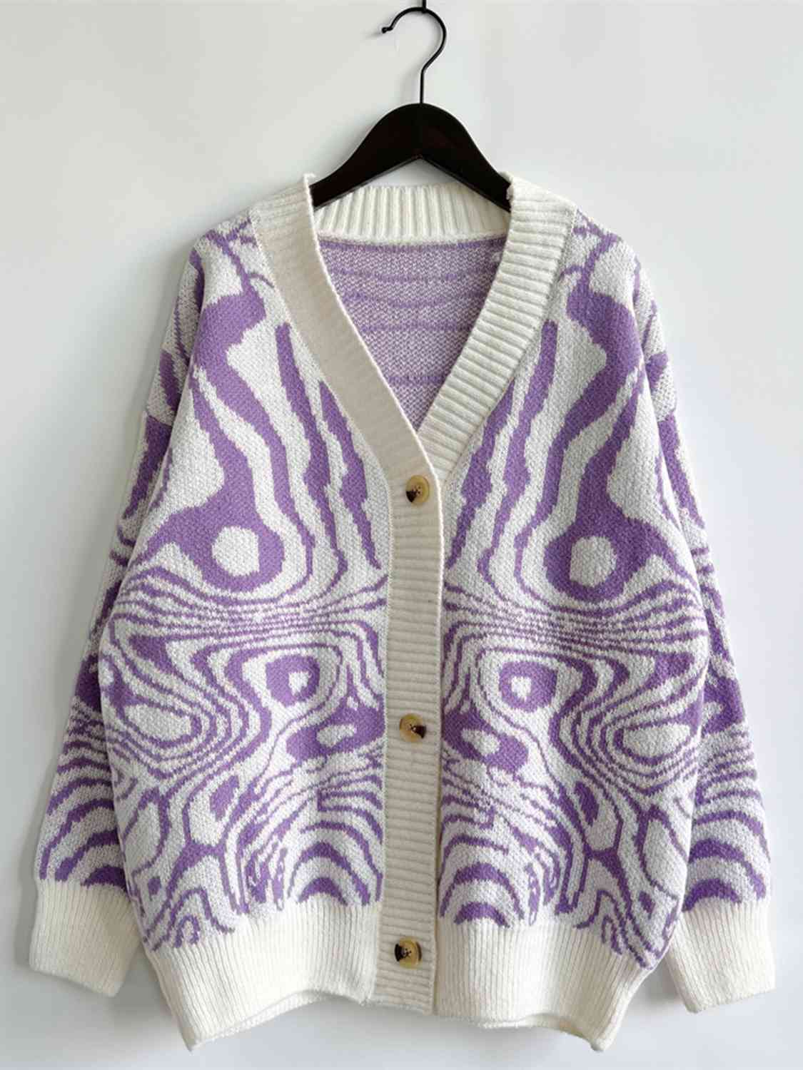 Abstract Pattern Button Down Cardigan